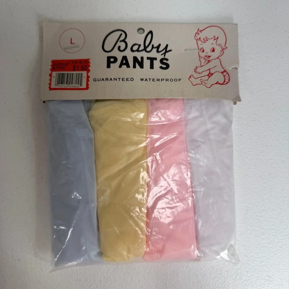 Vintage 70s Baby Large Waterproof Pants Diaper Covers 4 Pack NOS Sealed Taiwan